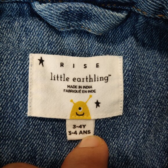 RISE Little Earthling Girls Jean Jacket Size 3 - 4 Years Blue 100% Cotton Casual - Picture 2 of 7